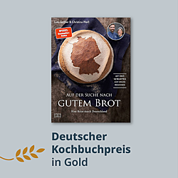 Buchcover con „Auf der Suche nach gutem Brot“: Deutscher Kochbuchpreis in Gold 2023