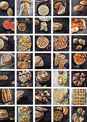 Die Collage zeigt die Fotos des Gebäck aus dem Backbuch „Die besten Fladenbrote der Welt“.