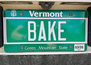 Notfalls auch das … Ein Kfz-Kennzeichen aus Vermont zeigt das Wort „Bake“.