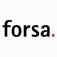 Schwarzer Schriftzug in Kleinbuchstaben „forsa“ mit rotem Punkt.