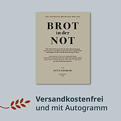 Buchcover von „Brot in der Not“: Hinweis zu Autogramm und Versandkostenfreiheit