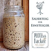 Das Foto zeigt ein volles Glas mit reifem Anstellgut, das von vielen großen Blasen durchsetzt ist. 