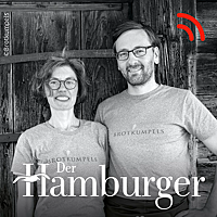 Podcast-Logo von „DER HAMBURGER“ mit Foto von Lutz Geißler und Christina Weiß