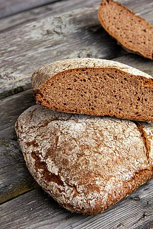 Das Urvollkornbrot im Anschnitt zeigt die saftige, elastische Krumenstruktur.