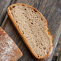 Eine Scheibe des Triticale-Brotes zeigt die kleinporige, lockere Krume.