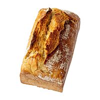 Das kräftig ausgebackene Weizenbrot hat eine rustikal aufgerissene, leicht bemehlte Kruste.